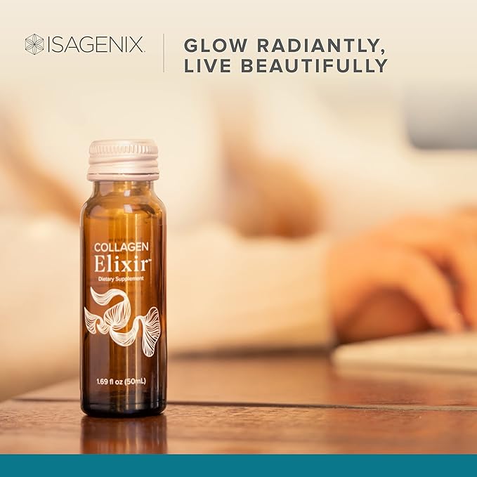 Isagenix Collagen Elixir - Drink with Marine Collagen Peptides - Support a Youthful Appearance with Vitamin C, Zinc & Biotin - 50 mL