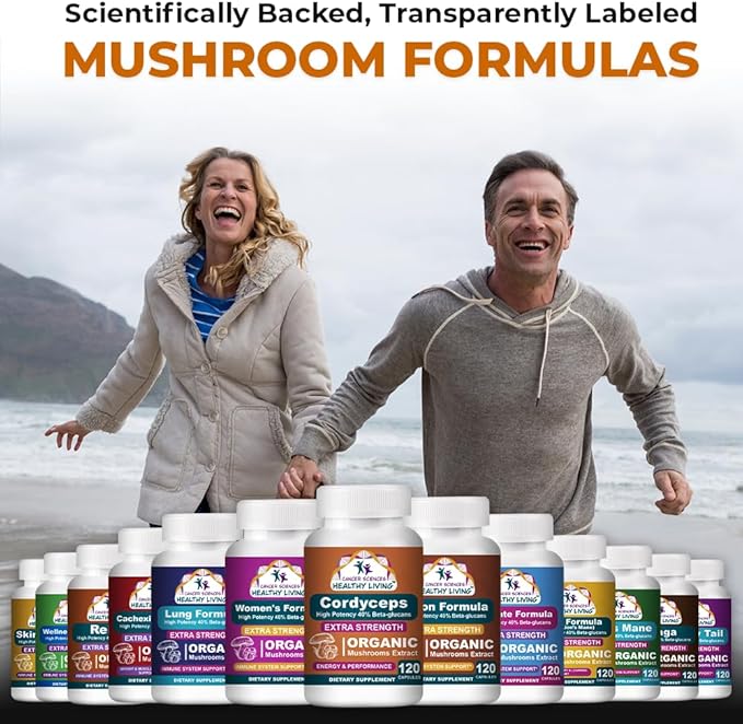 Cancer Sciences Cordyceps Mushroom Supplement Capsules - 1,500mg Organic Mushroom Complex for Wellness, High Potency 40% Beta-Glucans, Immune Support Supplement for Energy & Stamina Booster, 120 Count