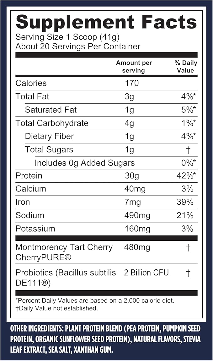 Vega Sport Vegan Protein Powder + Recovery - 30g Plant Based Protein per Serving, Vanilla, 20 Servings, 5g BCAAs, Probiotics, NSF Certified, For Shakes & Smoothies, 1.8lbs (Packaging May Vary)