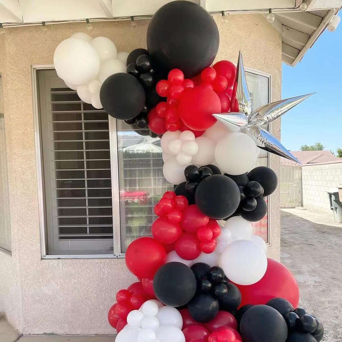 Red and Black Balloons,132pcs Red Black and White Balloons Garland Arch Kit with Different Size for Birthday, Wedding, Graduation, Racing Car Poker Card Supplies Decorations
