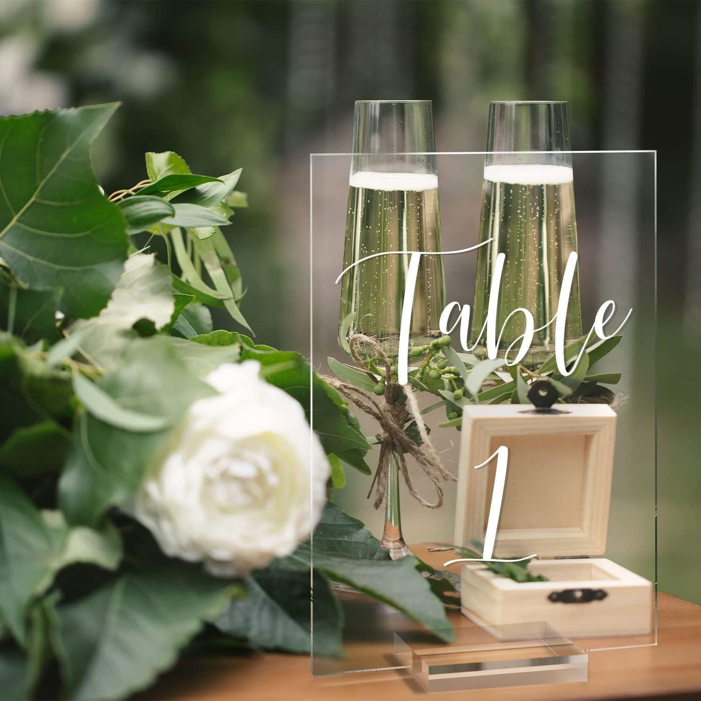 UNIQOOO Acrylic Wedding Table Numbers 1-25 with Stands | 4x6 inch Printed Calligraphy, Clear Table Number Signs and Holders | Perfect for Wedding Reception, Centerpiece Decoration, Event, Party