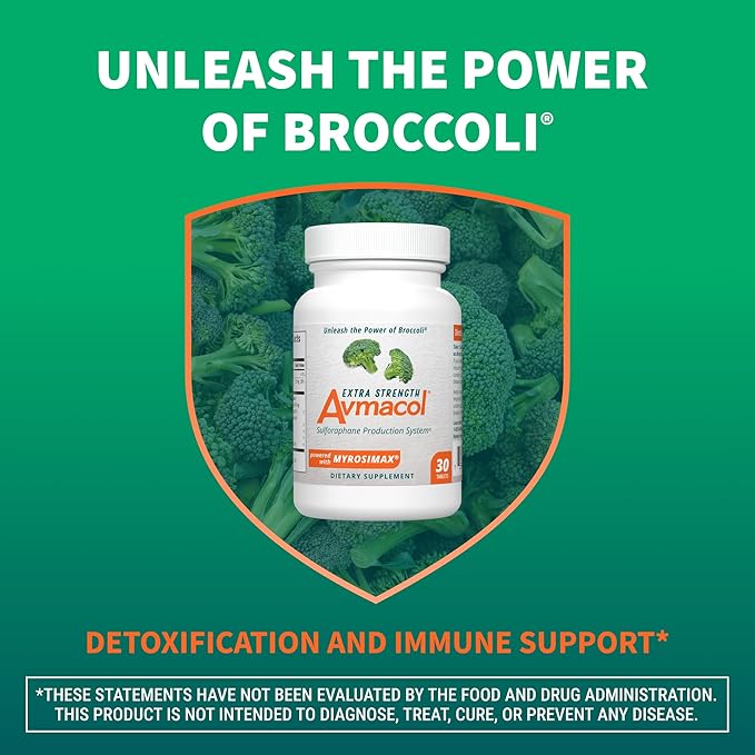 Nutramax Laboratories Avmacol Extra Strength Sulforaphane-Producing Supplement for Detoxification, Antioxidant Support, Immune Health, Adults & Children, Moringa, 30 Tablets