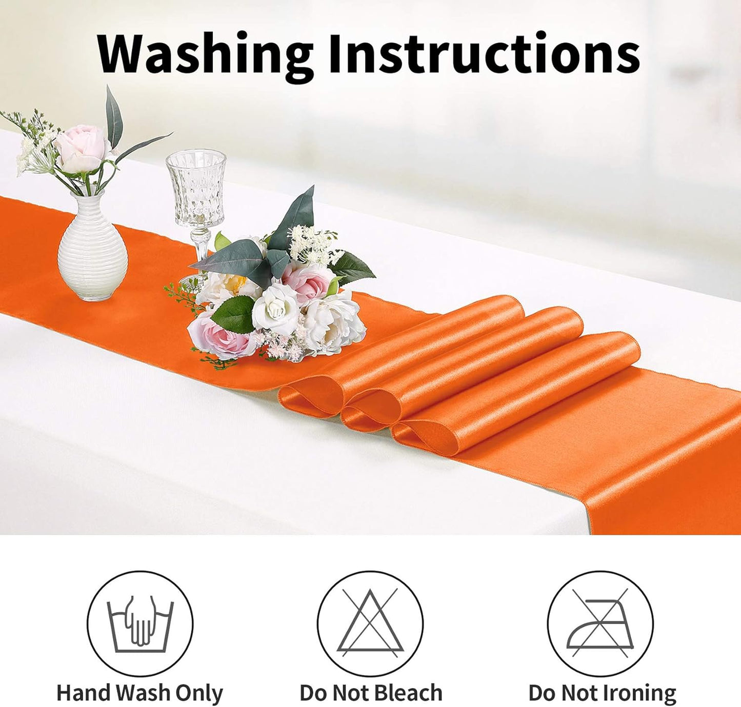 5-Pack Satin Table Runner Orange 12 x 108 inches Long, Table Runners for Wedding, Birthday Parties, Banquets Decorations(5 Pack, 12x108 Inch, Orange)