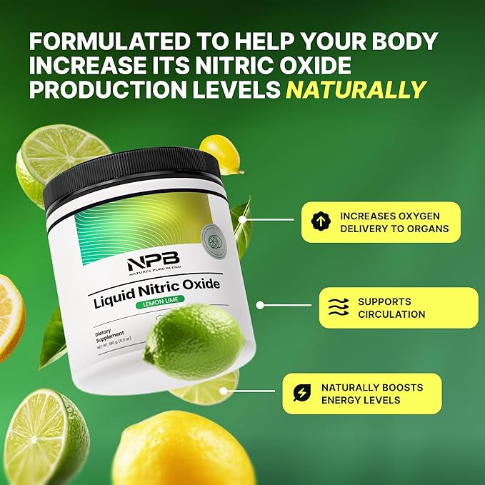 Nature's Pure Blend Liquid Nitric Oxide Supplements for Men – L-Arginine Powder – Nitric Oxide Booster & Circulation Supplement – Blood Flow Support, L Arginine and L Citrulline – 5000 MG