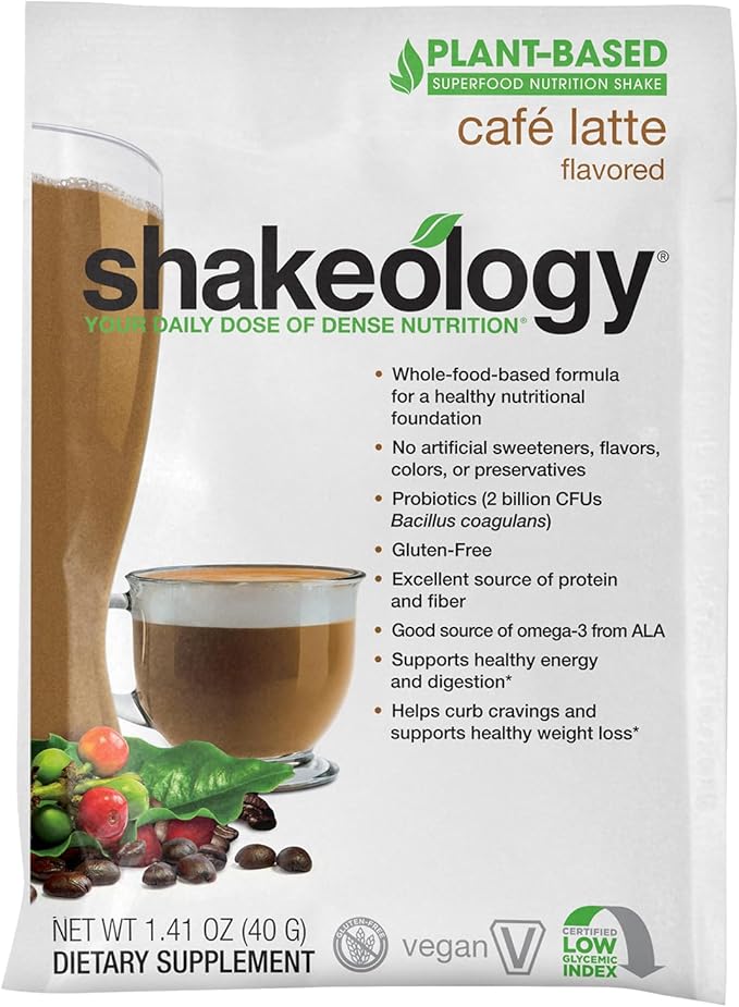 BODi Shakeology Plant-Based Vegan Protein Powder – Gluten-Free Superfood Shake with Vitamins & Minerals – Helps Support Healthy Weight Loss & Gut Health, Cafe Latte, 14 Individual Packets