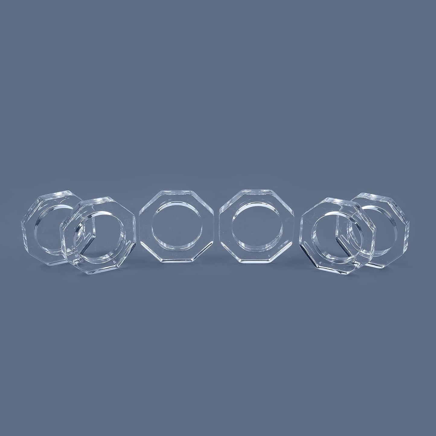 Acrylic Napkin Rings Set of 12 - Octagon Transparent Design for Christmas, Thanksgiving, Holiday Table Decor - Durable Crystal Napkin Holders for Dinner Parties & Everyday Use (Opaque)- CLEENTABLE