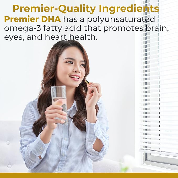 Premier Research Labs Premier DHA - Vegan DHA with Omega 3 Fatty Acids, Algae Based DHA for Women & Men, Natural DHA Supplement Suitable for Vegans- 60 Vegetarian Softgel Capsules