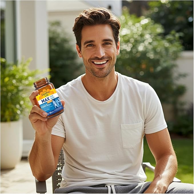 Country Life Max for Men Multivitamin: Iron-Free, Gluten Free, Saw Palmetto, Lycopene, Daily Support for Energy, Heart & Men's Health,120 Vegetarian Tablets