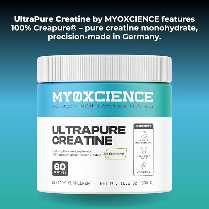 MYOXCIENCE UltraPure Creatine | Featuring Creapure | Supports Muscle Performance, Cognition and Lean Body Mass | 60 Servings