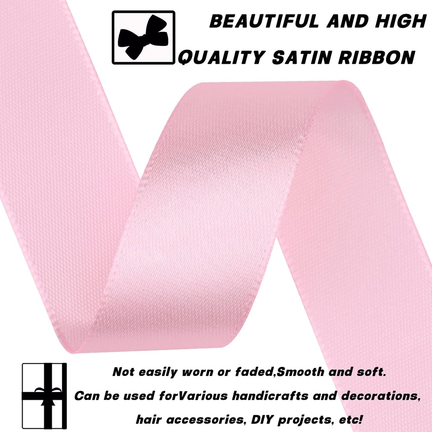 Light Pink Satin Craft Ribbon - 7/8 Inch, 60 Yards - Polyester, Multiple Occasions, Classic Style