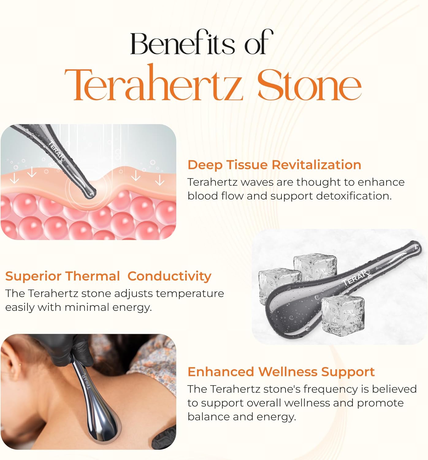 TeraRX® Terahertz Stone Meridian Dial Bar Tool – Authentic Terahertz Gua Sha Facial Tool with Acupressure Tip for Face, Neck, Back & Body – Energy Stone Scraping Tools for Circulation & Relaxation