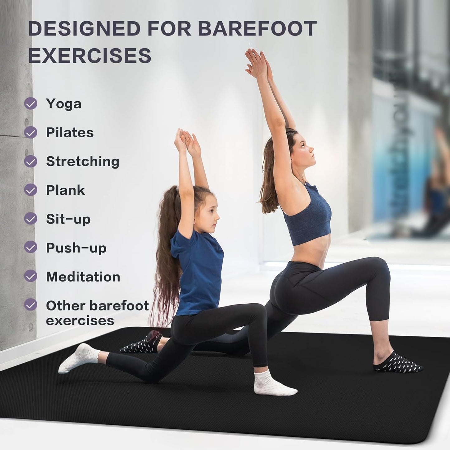 UMINEUX Extra Thick Yoga Mat, 2/5 Inch (10MM), Natural Rubber and TPE Non Slip Yoga Mats with Strap for Women Men, Eco Friendly Exercise Mat for Yoga, Pilates and Home Workout