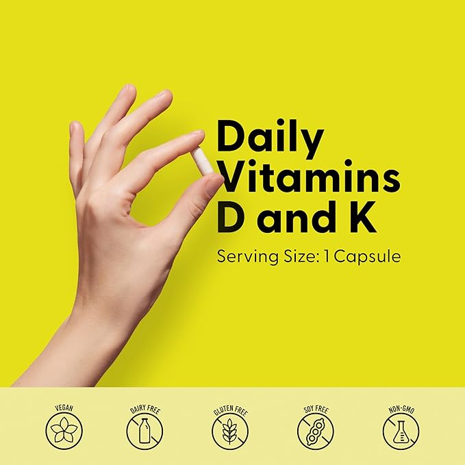 LIVELY VITAMIN CO. Solar Power Vitamin D3 5000 iu - Patented Vitamin K - MK7 - Immune Balance - Brain Function - Mood - Heart - Stress - 180 Count