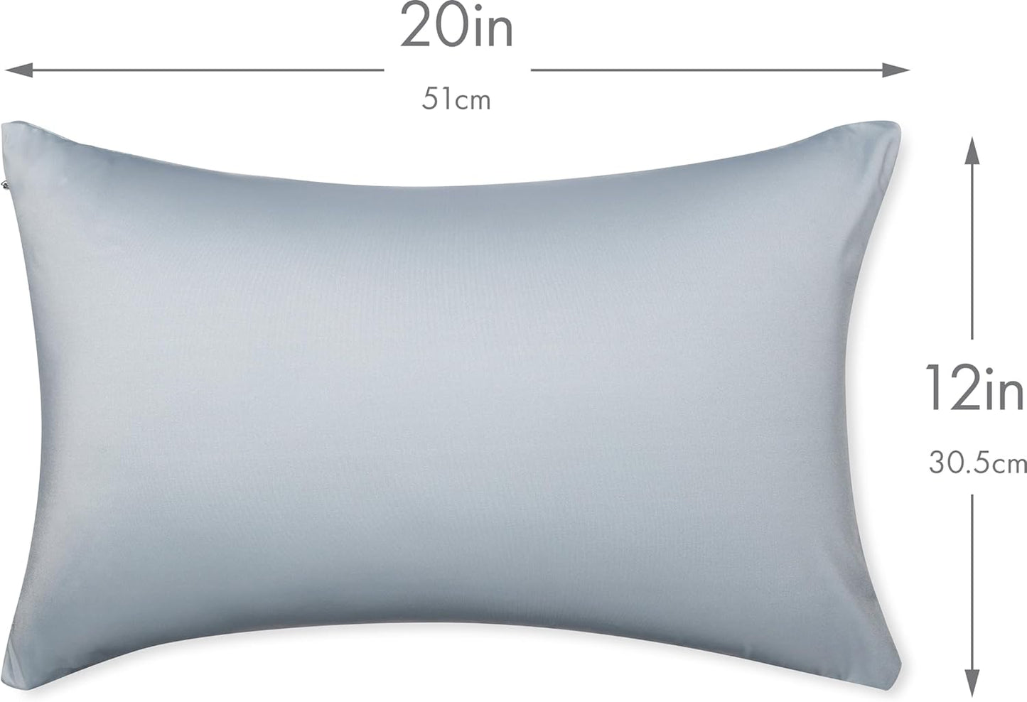 PILLOWY 12" x 20" Throw Pillow - Light Grey: 1 PCS Luxurious Premium Microbead Pillow with 85/15 Nylon/Spandex Fabric. Forever Fluffy, Outstanding Beauty & Support. Silky, Soft & Beyond Comfortable