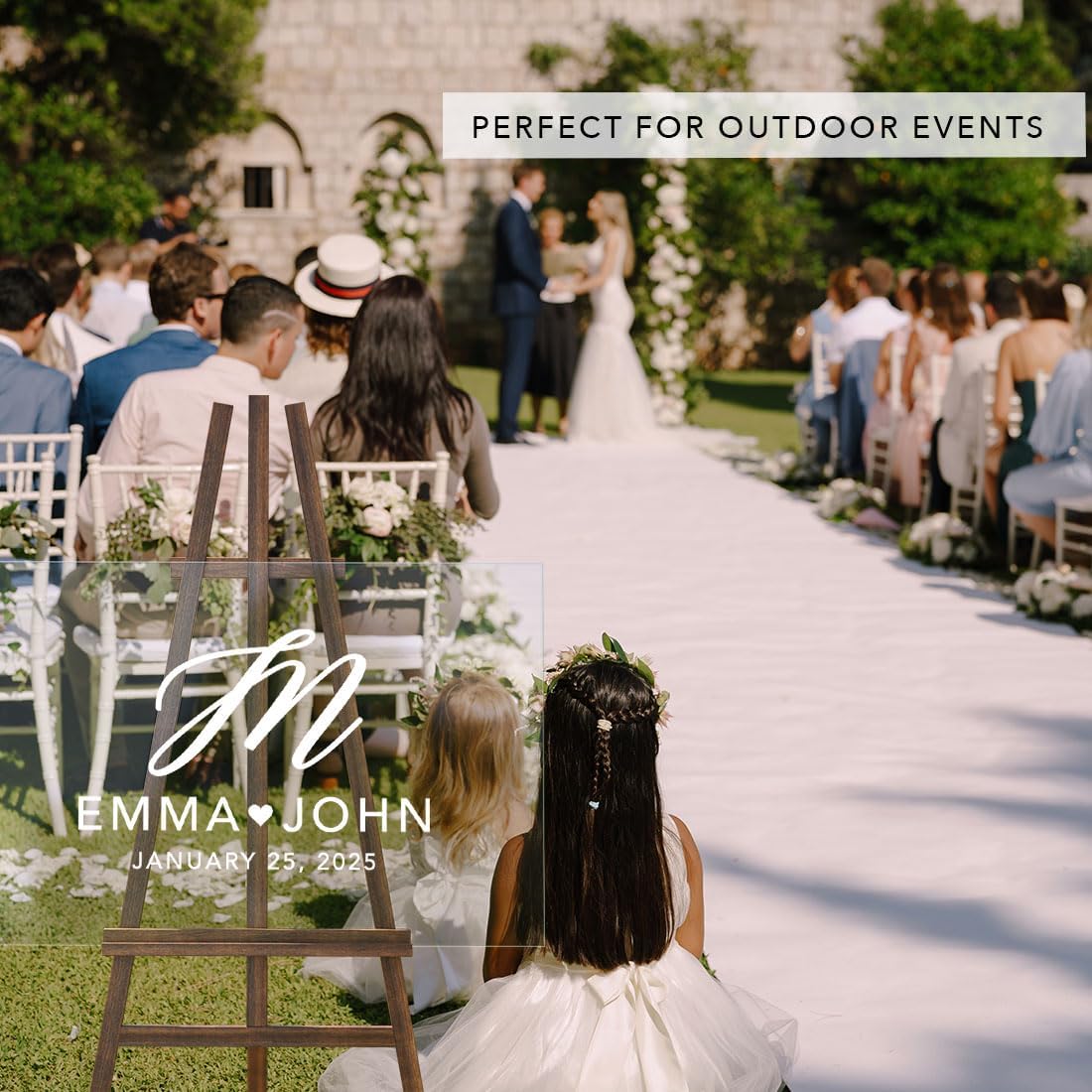 Andaz Press Custom Large Wedding Acrylic Sign, 16 x 24 Inches, Monogram Script, Personalized Sign, Welcome Sign For Modern Wedding Theme