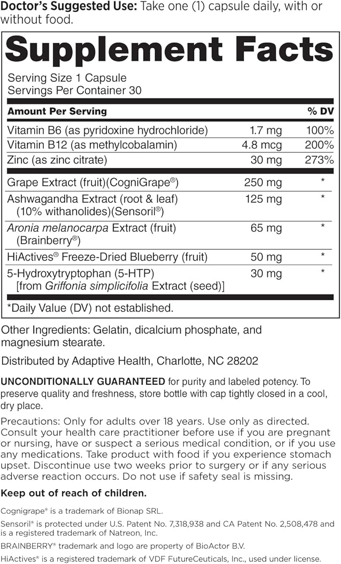 DOCTORS' PREFERRED Mindful Advantage Brain Supplements for Memory and Focus - Boost Memory, Mental Sharpness, Recall & Concentration - 30 Count