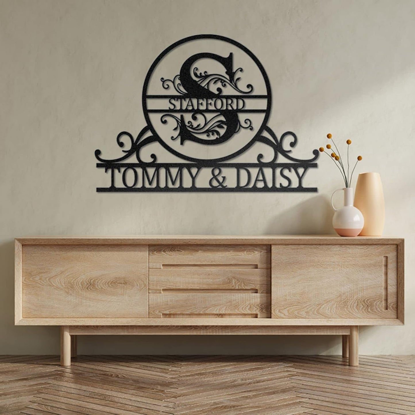 Personalized Metal Name Sign – Custom Last Name & Monogram Wall Décor for Home, Outdoor, or Office, Unique Metal Signs for Weddings, Housewarming, and Family Gifts