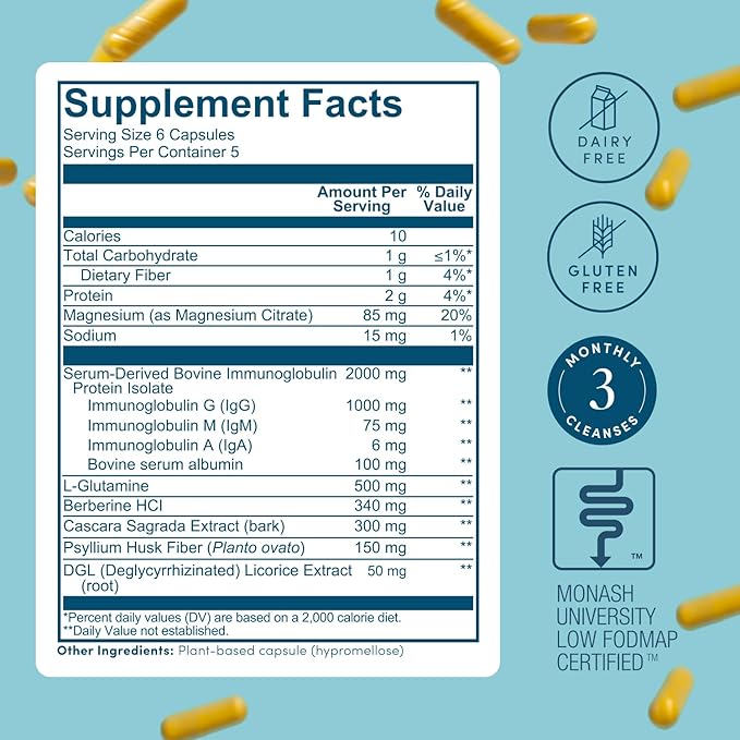 Biome Gut Remedy Capsules (5 Day Cleanse, 1 Round, 30 Capsules) Gut Cleanse with Magnesium Citrate, Berberine, Immunolin, L-Glutamine - Reset Digestive System, Rebalance Microbiome (1 Month Supply)
