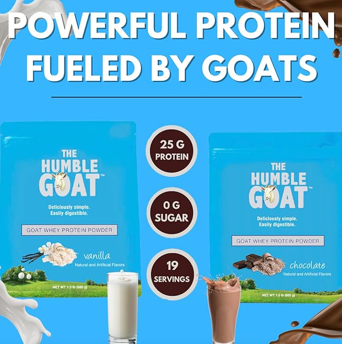 Grass Fed Whey Protein Powder Vanilla 1.5 lb – Made from Goat Milk, Easy to Digest, Clean Taste, Non-GMO, Gluten-Free & Versatile Vanilla Whey Protein Powder, Made in USA