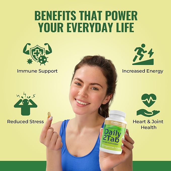 Daily2Tab - All You Need Multivitamin Plus Multimineral Formula. 26 Essential Nutrients for Women and Men, 60 Tablets