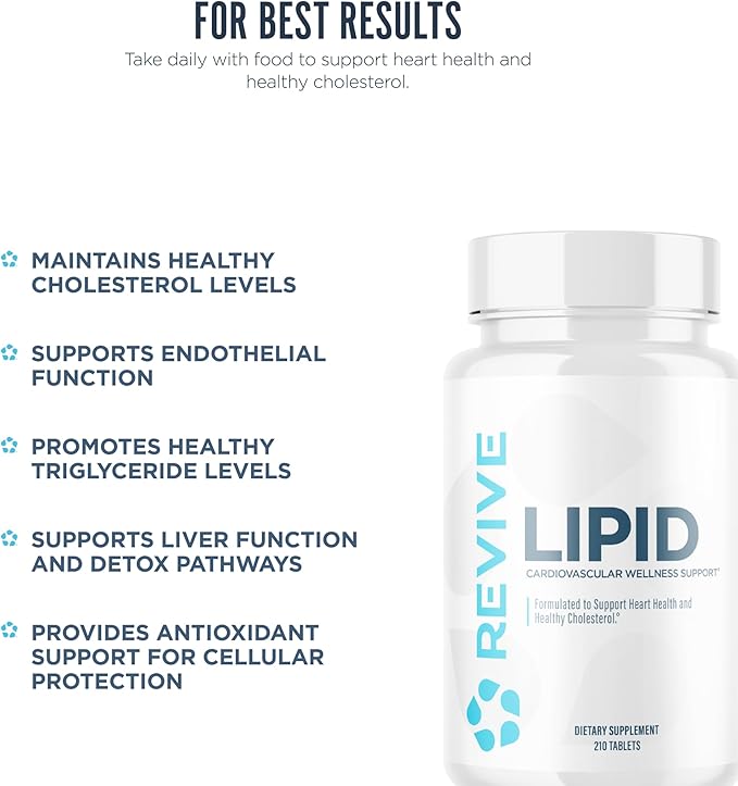 Revive MD Lipid Support Formula - Supplement Helps Maintain Healthy Cholesterol Levels, Endothelial Health & Triglyceride Levels - Beta Sitosterol, Citrus Bergamot & Pantethine