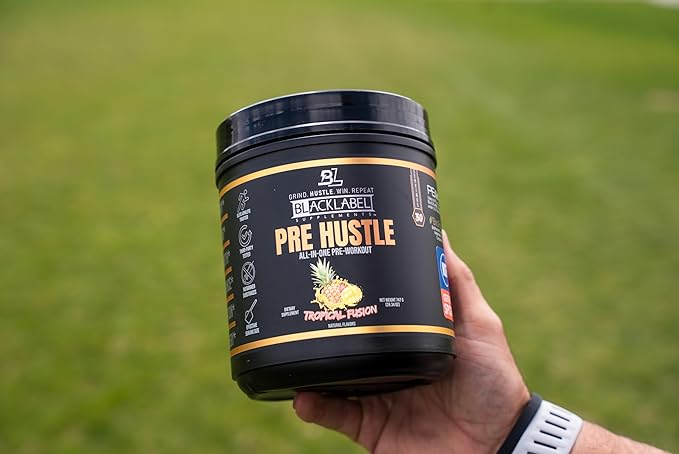 BLACKLABEL Supplements PRE Hustle V3 Pre-Workout Powder – NSF Certified for Sport – Energy, Strength & Endurance Support – Tropical Fusion Flavor – with Creatine & Caffeine – 30 Servings