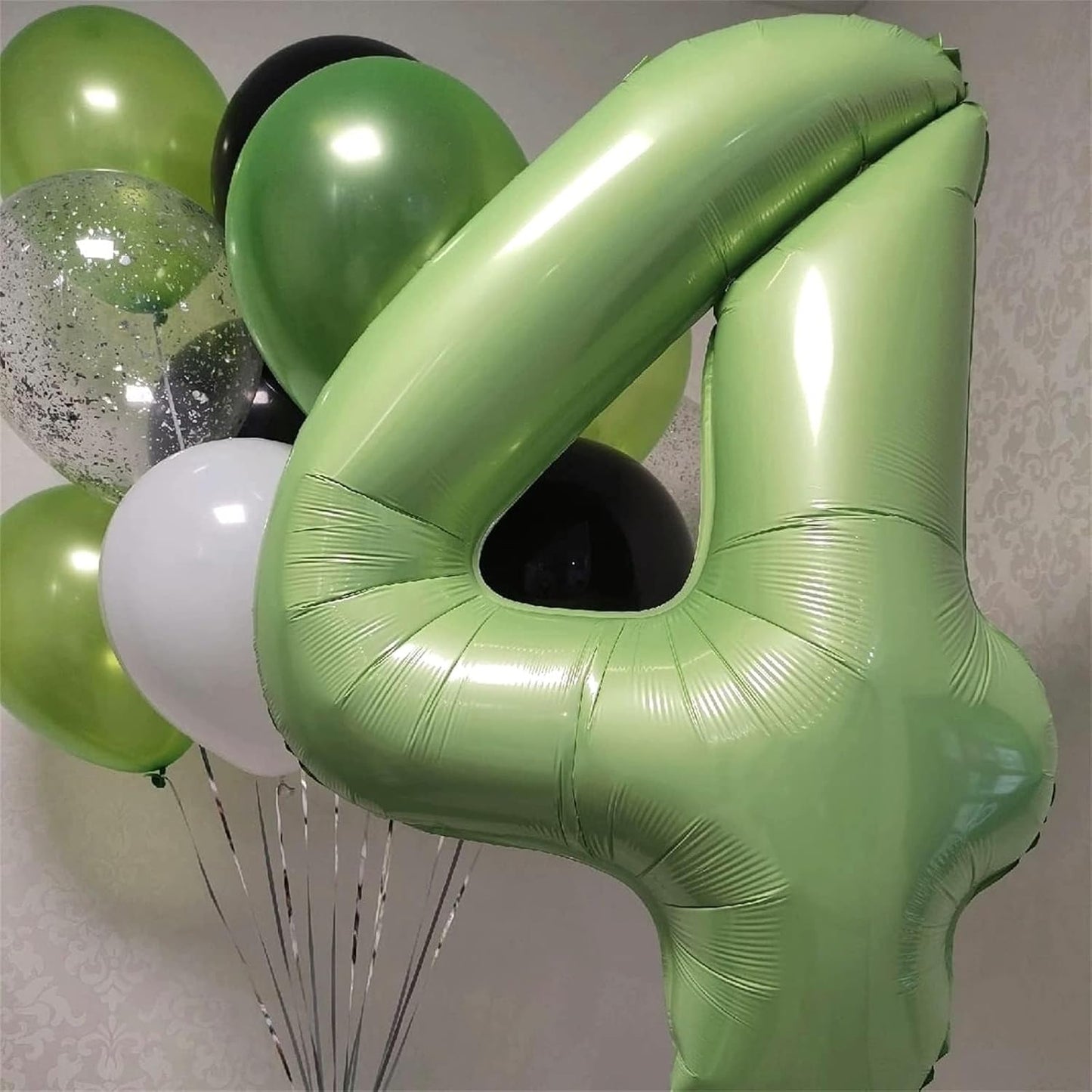 Sage Green 1 Balloons, 40 Inch Giant Olive Green Helium Foil Number 0-9 for Girls, Self Inflating 1st Birthday Balloon for Boys Women Anniversary Baby Shower Jungle Safari Party Decorations Supplies