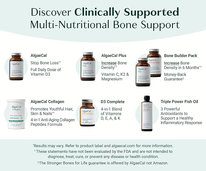 ALGAECAL Collagen - 4 Clinically-Supported Peptides VERISOL®, FORTIGEL®, UC-II®, FORTIBONE®, Anti-Aging Hydrolyzed Collagen Powder, 60 Servings, Made in USA