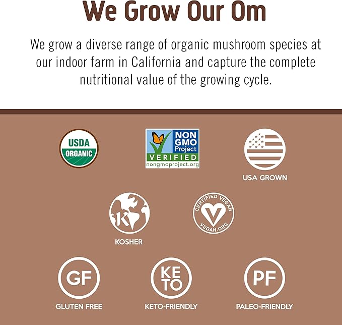 OM MUSHROOM SUPERFOOD Master Blend Creamy Chocolate Protein Powder, 16 Servings, Plant-Based with 10 Mushroom Complex for Recovery & Energy, GLP-1 Support