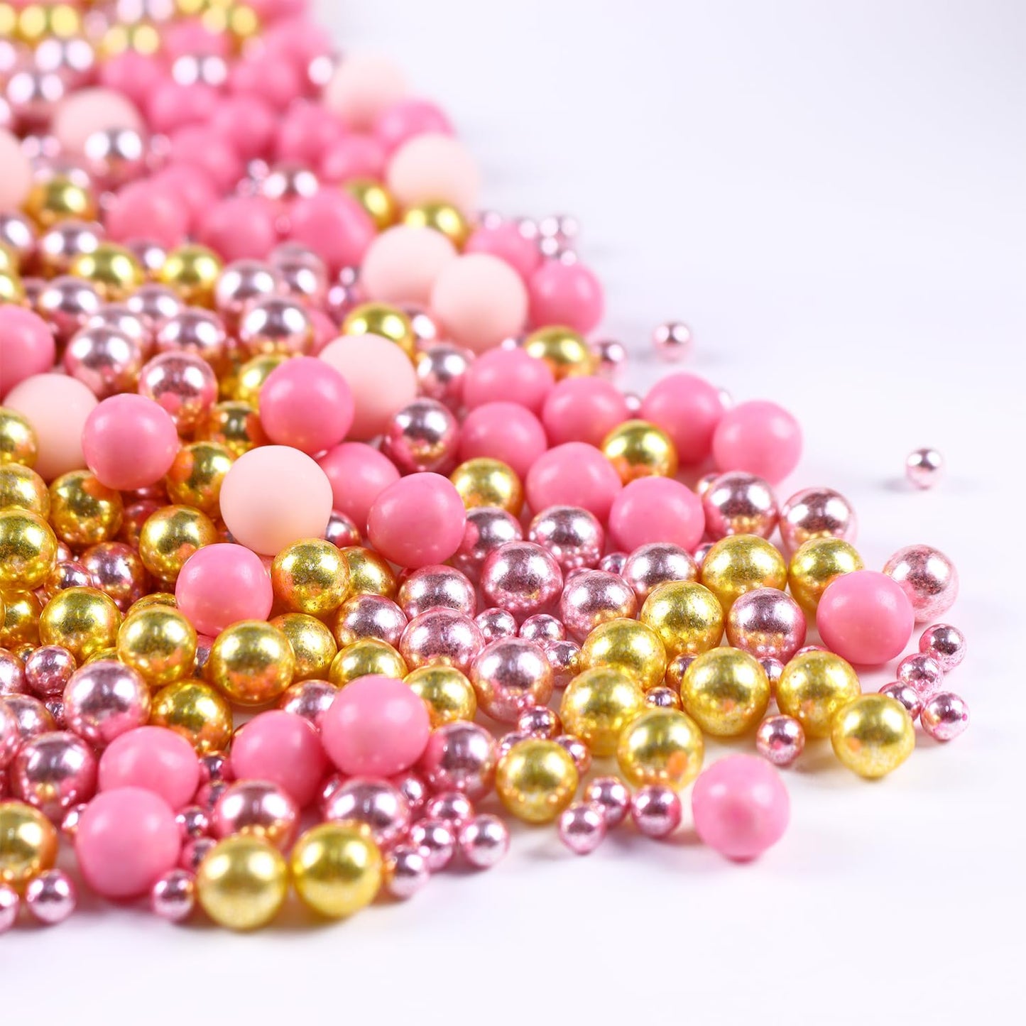 Valentine Sprinkles for Cake Decorating 7 Ounce Rose Gold Pink Sugar Pearl Metallic Sprinkles for Cupcake Toppers, Cookies, Ice Cream Cake Decorationss Baking for Wedding Shower Party