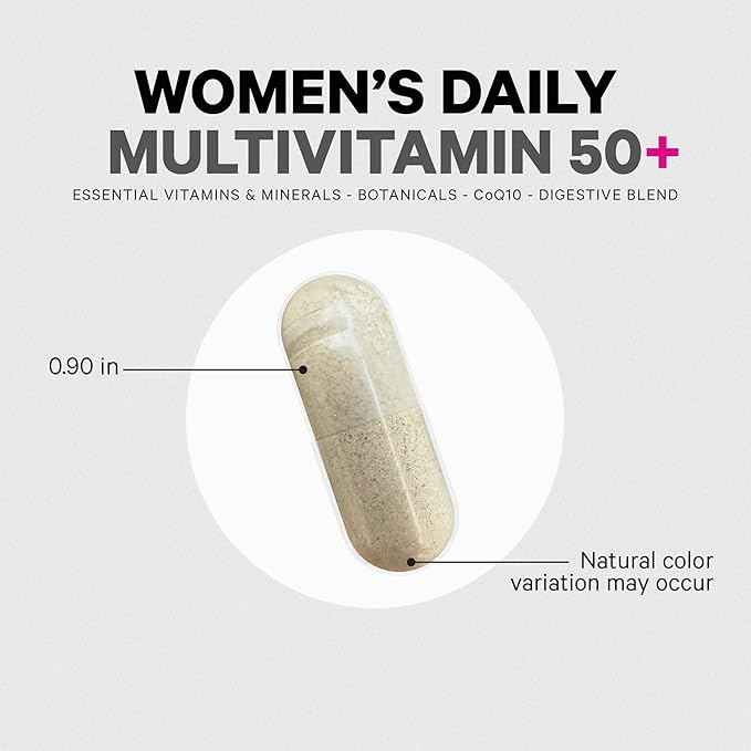 Codeage Women’s Multivitamin 50+ Supplement - Essential Vitamins for Women Over 50, Minerals, CoQ10, Hyaluronic Acid, Probiotics, Black Cohosh, Ashwagandha & Superfoods - Non-GMO - 90 Capsules