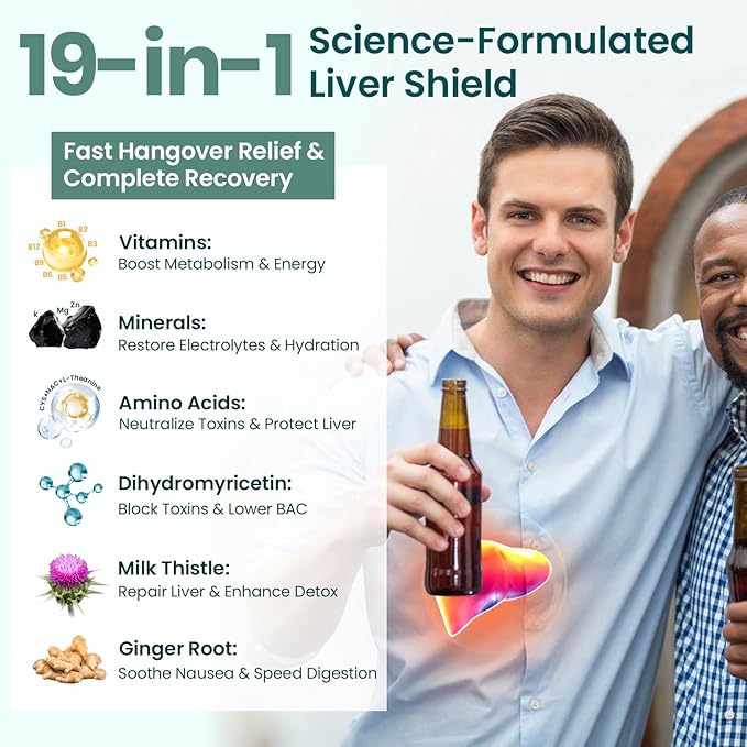 Zaigon Hangover DHM Supplements, Recovery After Alcohol Aid, 1000mg Dihydromyricetin with Milk Thistle, Electrolytes, NAC, Vitamin B & L Cysteine for Hangover & Liver Support, 120 Capsules