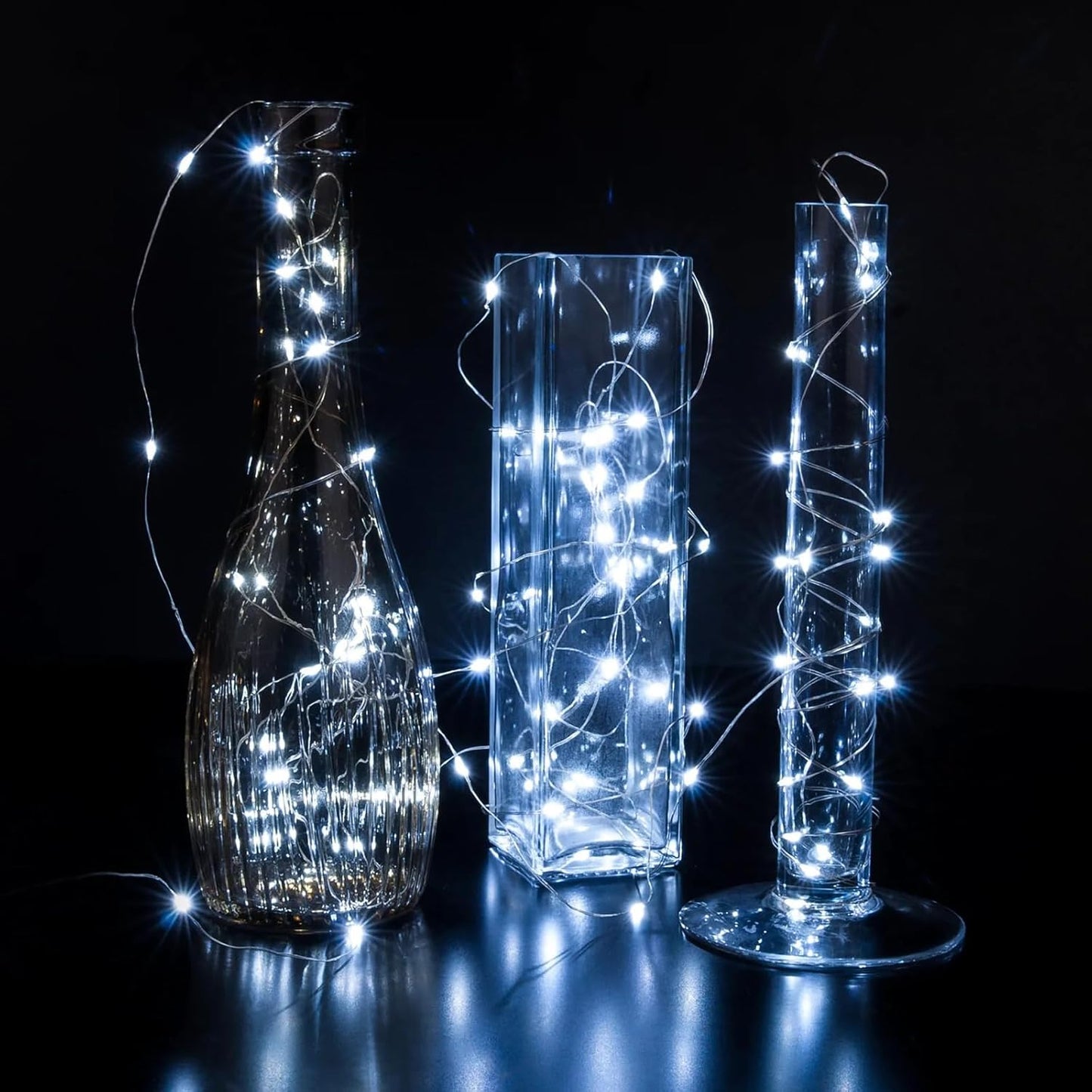 8 Pack White Fairy Lights 7Ft 20 LED Twinkle String Lights 3 Modes Battery Operated Waterproof Firefly Starry for Mason Jar Party Wedding Christmas Valentines Day Table Centerpieces,Cold White