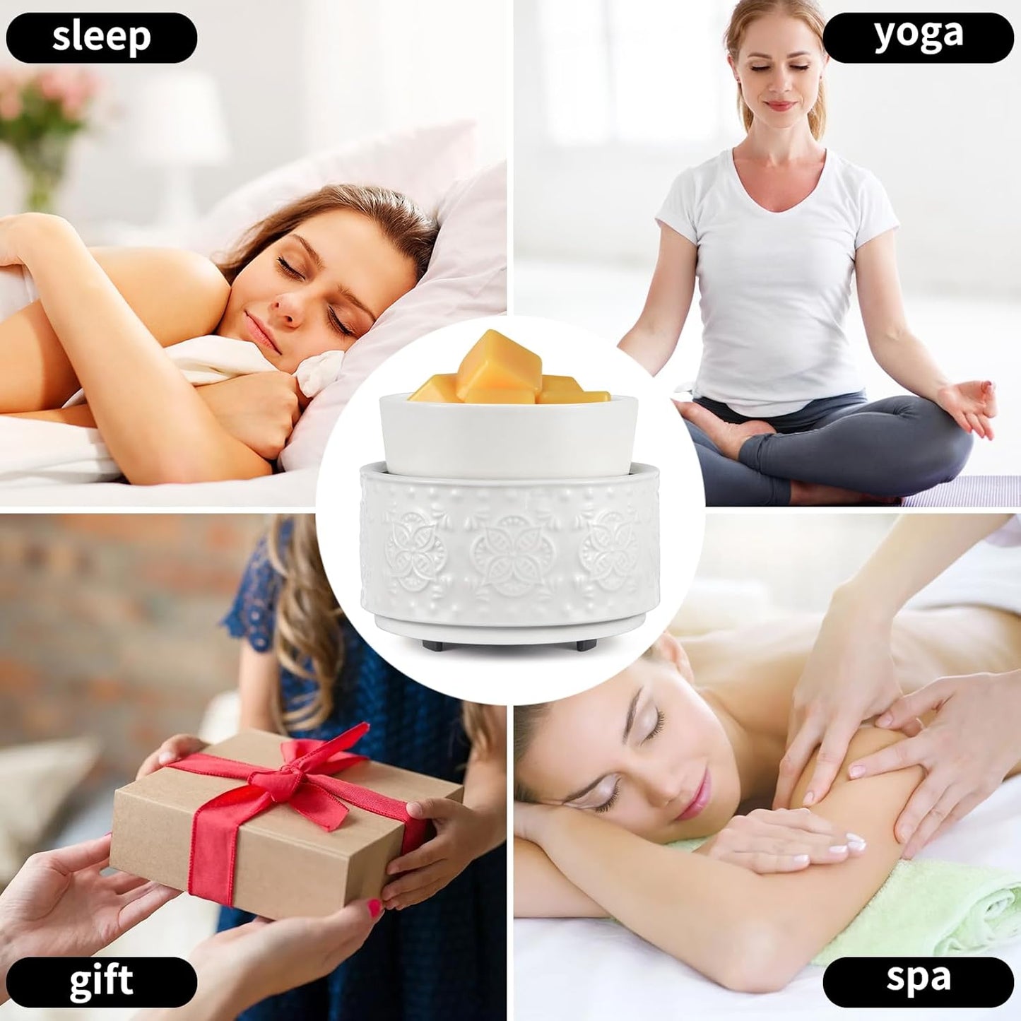 Wax Melt Warmer,Candle Warmer for Scented Wax,Electric Warmer Home Fragrance Oil Burner as Gifts for Mom Grandma Women(White-Granular)