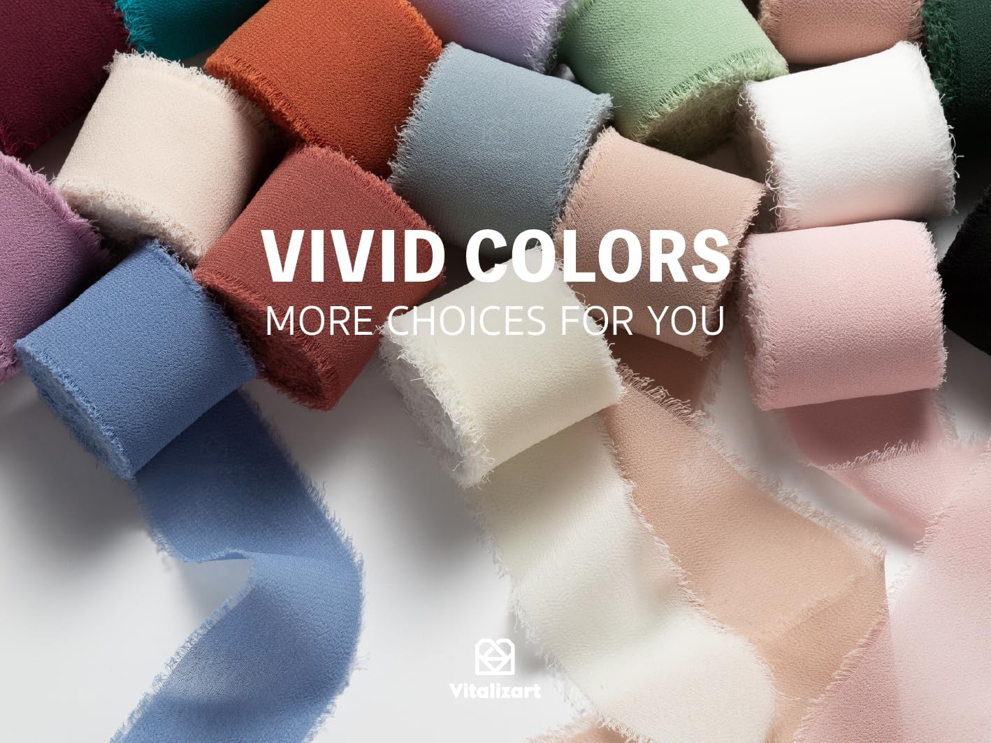 Vitalizart White Handmade Chiffon Silk Ribbon Fringe 1.5" x 21 Yd Nude & Ivory Frayed Edges Ribbons for Wedding Invitations Bridal Bouquets Gifts Wrapping Crafts Holiday Party Decorations