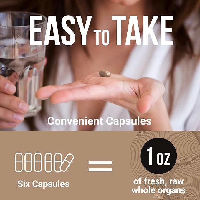 Beef Organ Supplement, Grass Fed Beef Organs for Men & Women, 9 Organ Complex - Liver, Brain, Thymus, Lung, Gallbladder