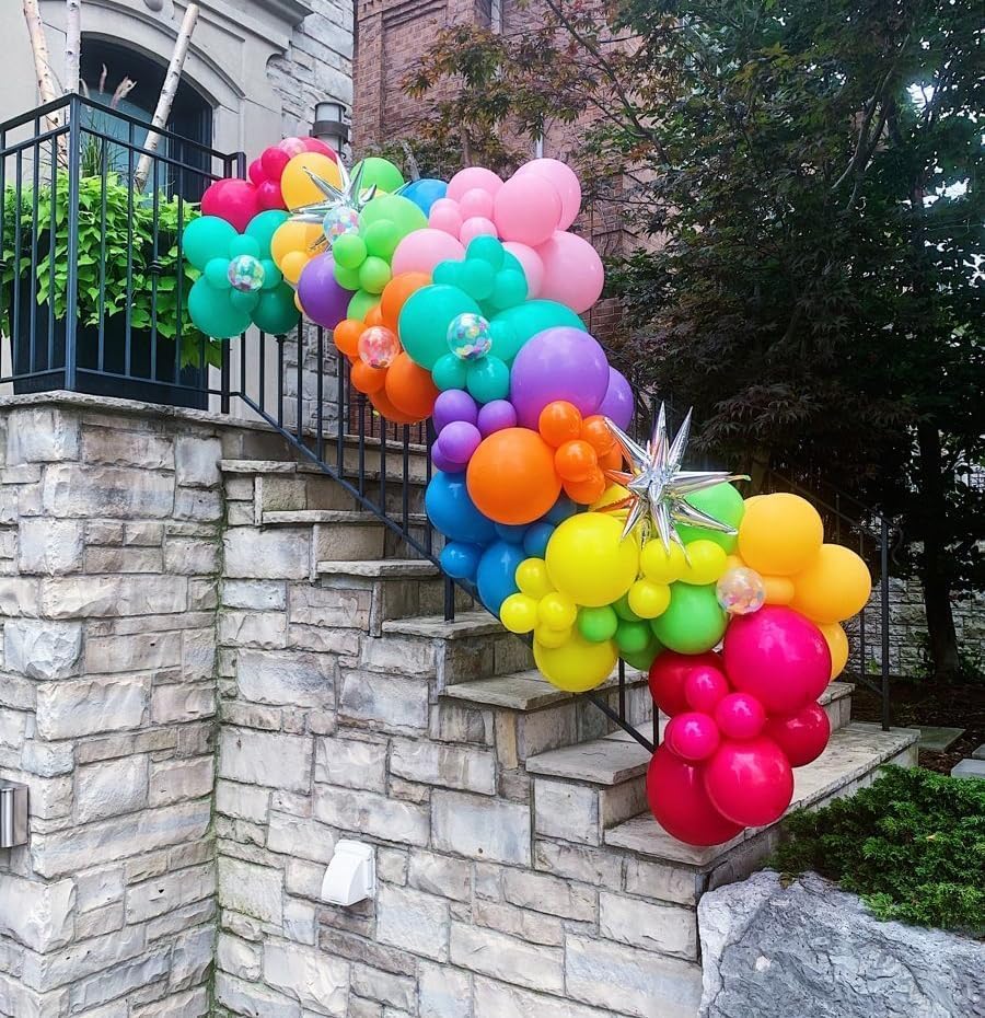 Red Yellow Blue Balloons, Rainbow Assorted Latex Balloons, 12inch Matte Blue Yellow Red Green Latex Balloons Colourful Confetti Star Balloons For Birthday Festival Carnival Circus Game Party Decor