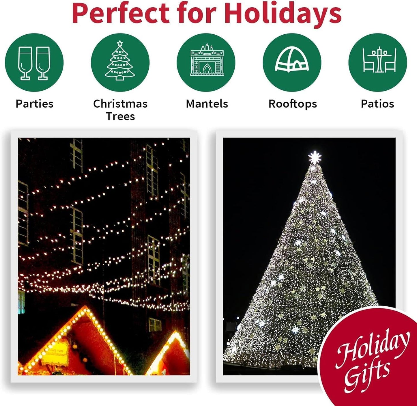 LAMPHOME 33ft Christmas Decorative Mini Lights, 100 LED Transparent Wire Fairy Starry String Lights Plug in, 11 Lighting Modes, for Indoor Outdoor Xmas Tree Wedding Party Decoration (White)