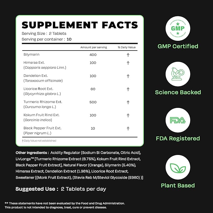 Auric Herbal Liver Support Supplement | Milk Thistle (Silymarin), Turmeric, Garlic, Ginger for Liver Health | Advanced Detox & Cleansing Formula for Active Liver|180 Tablets | Plant Based Gluten-Free
