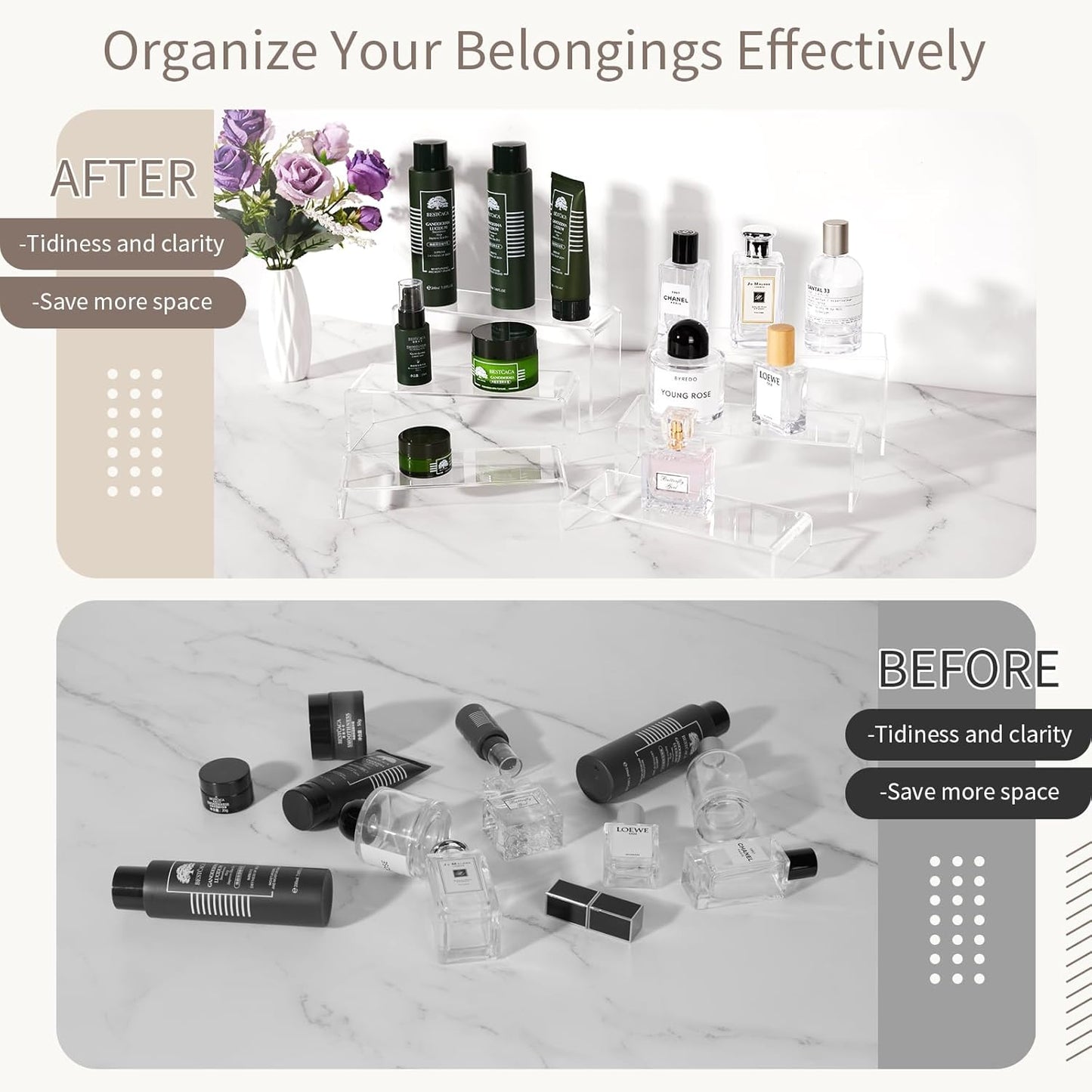 Acrylic Display Risers, 6pcs Clear Display Stand Rectangular Stands Showcase Collectibles Display Shelf for Dessert Cupcake Figures Jewelry Perfume(Clear-6pcs)