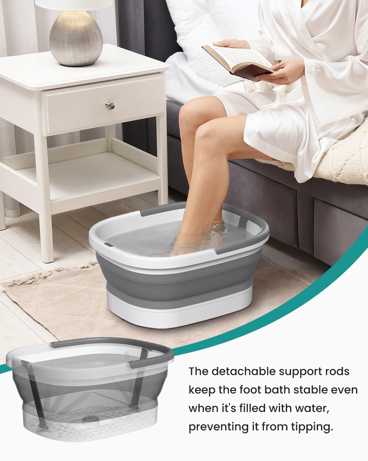 Nekteck Foot Soaking Tub Collapsible Bucket for Foot Bath Soak Tub, Foot Basin Foot Soaker with 138 Acupressure Nodes and Pumice Stone for Feet Massager Pedicure Foot Spa, Gifts for Men Women Dad Mom