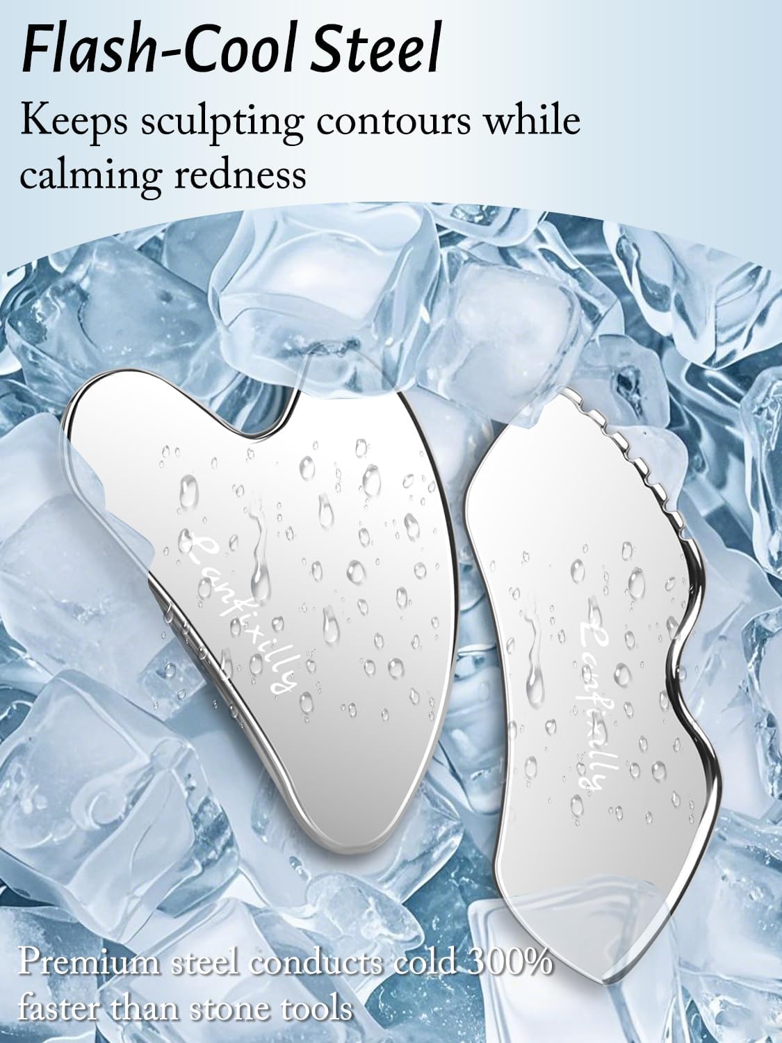 2Pcs Stainless Steel Gua Sha, Gua Sha Facial Tools for Face Sculpting, Metal Gua Sha Skin Care, Massage Gift for Women