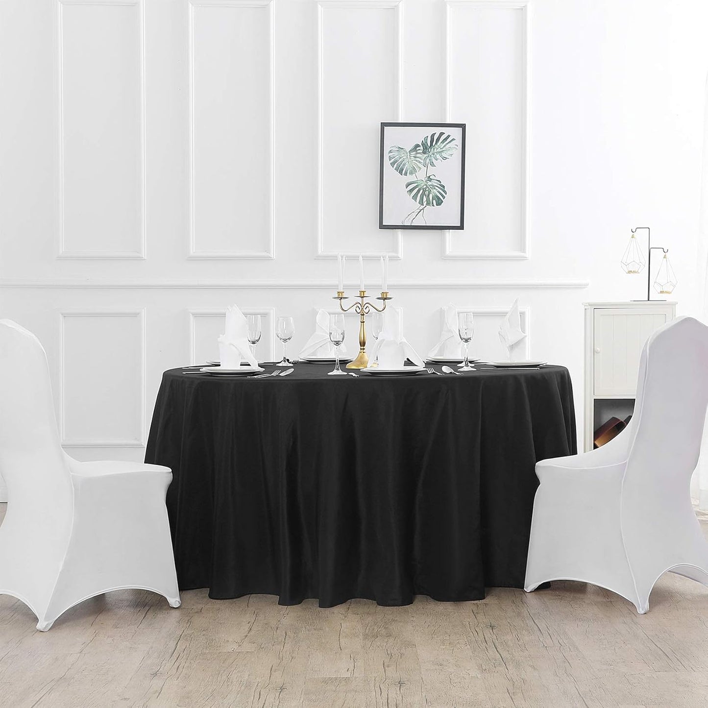 90 inch Round Tablecloth Washable Polyester Table Cloth Decorative Table Cover for Wedding Party Dining Banquet(90 inch,Black)