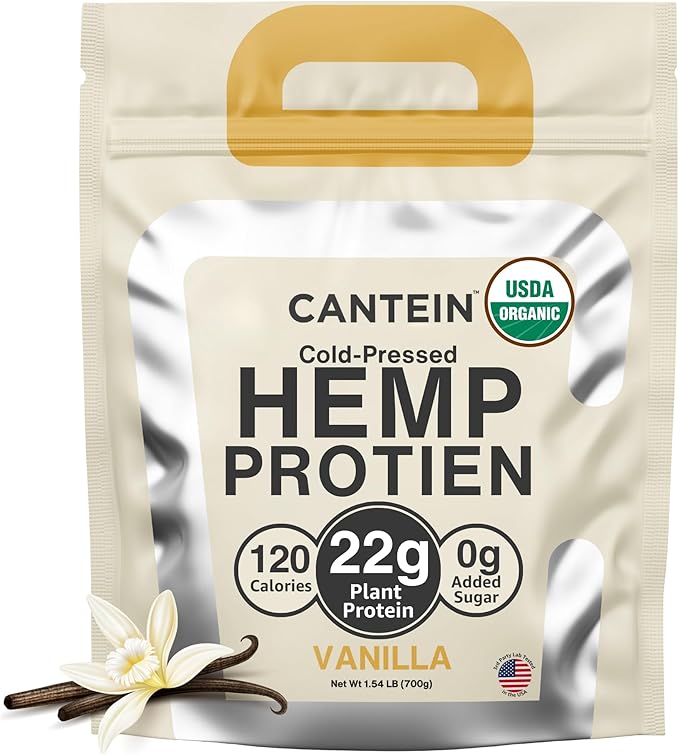 Organic Hemp Protein, Vegan Protein Powder, Clean Plant Based Protein Powder, Non Dairy Protein, Lactose Free Natural Protein, Gluten Free- 20 Servings, Vanilla