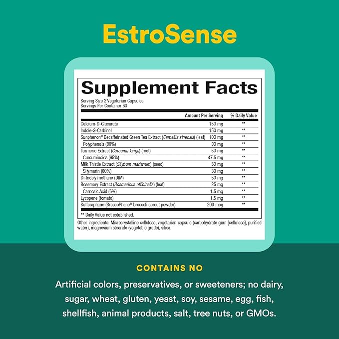 Natural Factors WomenSense EstroSense, Natural Supplement to Support Estrogen and Hormone Balance During PMS or Menopause, Vegan, Non-GMO, 120 Capsules