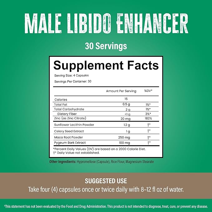 Virility - Men's Potency Support | Zinc (10 mg), Sunflower Lecithin (1200 mg), Celery Extract (1000mg), Maca Root (250 mg) | 120 Capsules, 30 Servings | Made in The USA