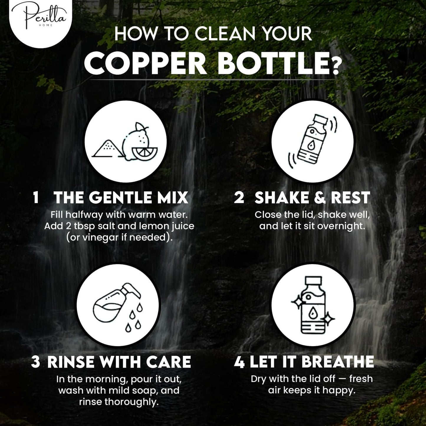 Perilla Home Pure Copper Water Bottle 34 Oz Leak Proof 100% Pure - Ayurvedic Copper Vessel - Drink More Water And Enjoy The Health Benefits Immediately - For Gym, Yoga Bottle (Diamond 2)