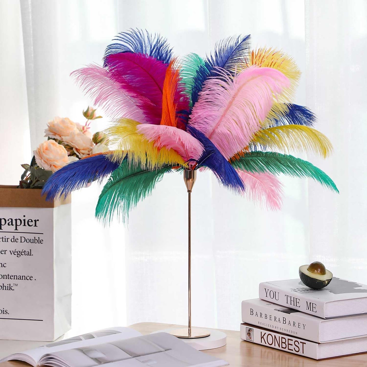 YAKRUNA 30PCS Orange Ostrich Feathers Bulk 12-14 Inches for Centerpieces for Wedding Birthday Gatsby Party, Decorative Plumes for Vase & Table & Christmas Tree Decor (30-35cm, Orange)