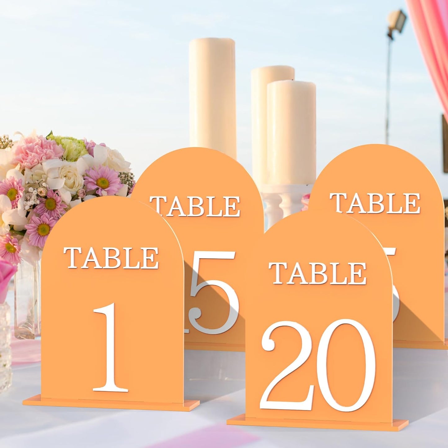Arch Wedding Table Numbers 1-15 with Stands, 5" X 7" Double Sided Acrylic Wedding Sign Holders, Durable Non-Fading Table Number for Wedding Reception, Events, and Centerpieces