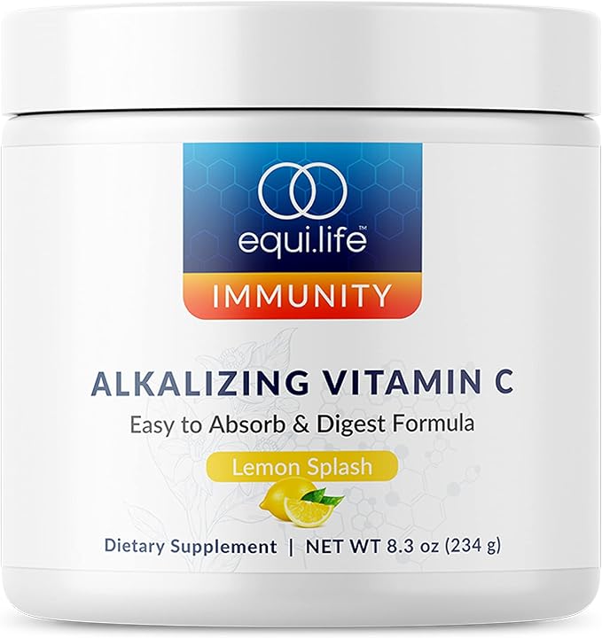 Equilife Alkalizing Vitamin C, 2500 mg per Serving, Immunity Support Supplement with Magnesium, Calcium, & Potassium, Easy Absorption Powder Formula, Gluten Free, Non GMO, Lemon Splash Flavor, 8.3 Oz
